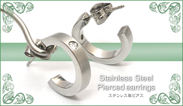 【ジュエリー・ケース・用品】品よくまとまる ジルコニア付ステンレスフープピアス
