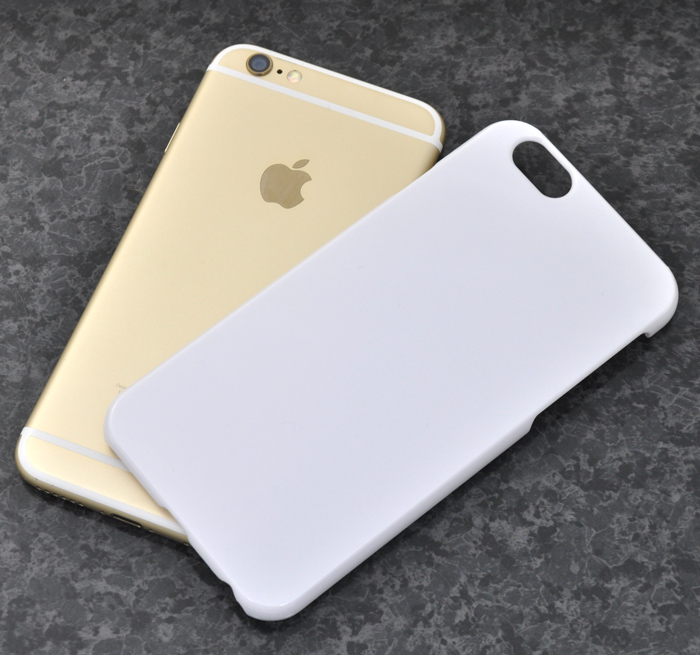 <スマホ用素材アイテム>全面印刷に! 背面がフラットiPhone6/6s専用フラットハードホワイトケース
