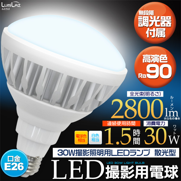 <LED電球・蛍光灯>30W撮影照明用LEDランプ 散光型 口金E26