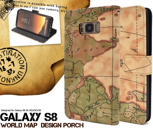 <スマホケース>Galaxy S8 SC-02J/SCV36用ワールドデザインケースポーチ